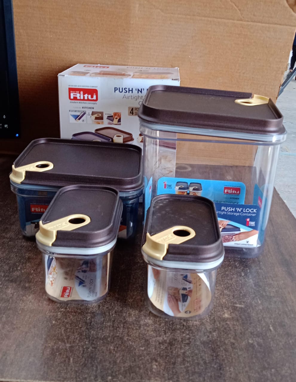 Ritu Push 'N' Lock Airtight Food Storage Container Set (4 Pc) Ritu Push 'N' Lock Airtight Food Storage Container Set (4 Pc)